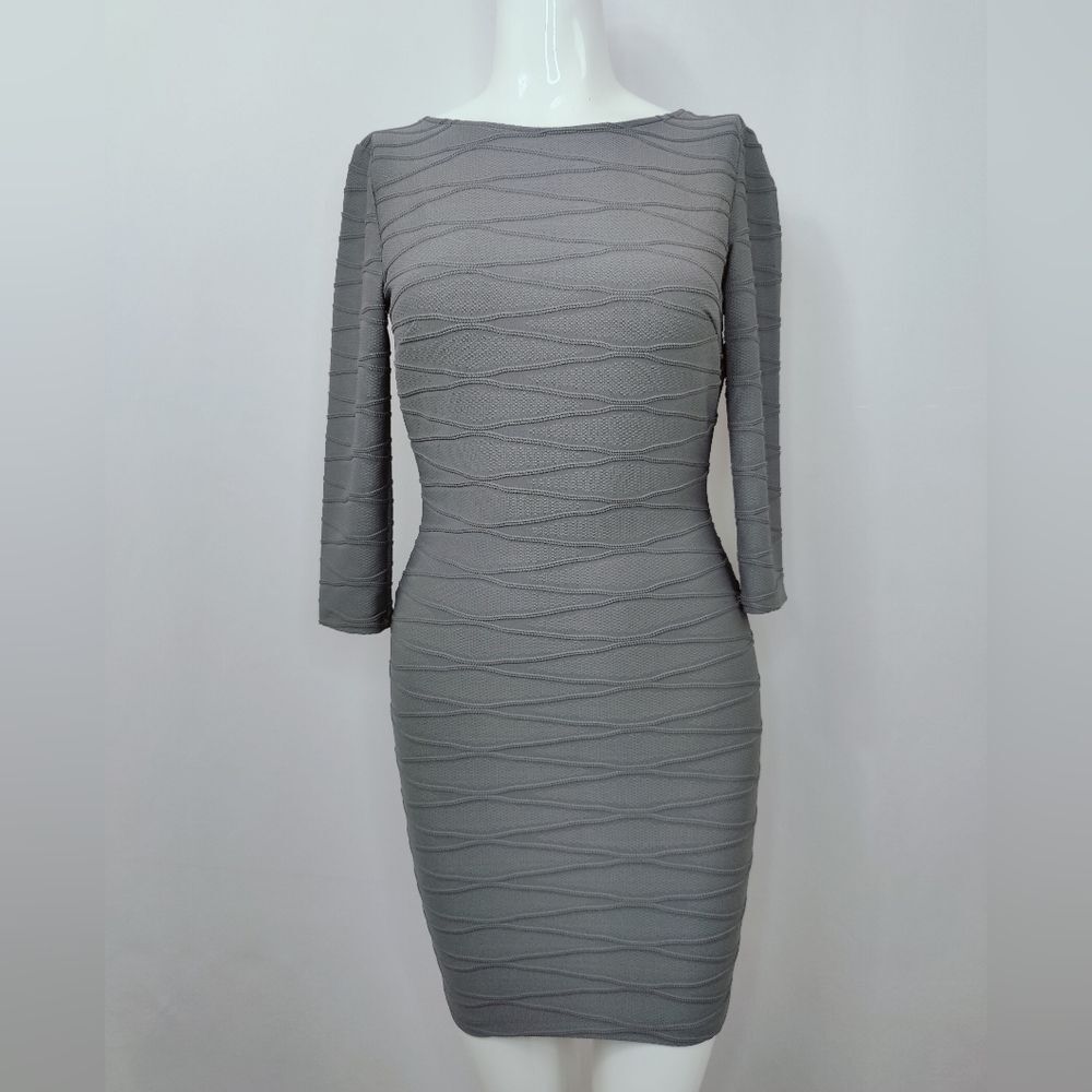 G by Guess Grey Robin Open Back Backless Bodycon Mini Dress, Size S